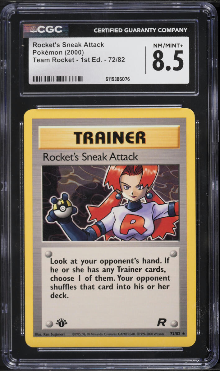 2000 Pokemon Team Rocket 1st Edition Rocket's Sneak Attack #72 CGC 8.5 NM-MT+