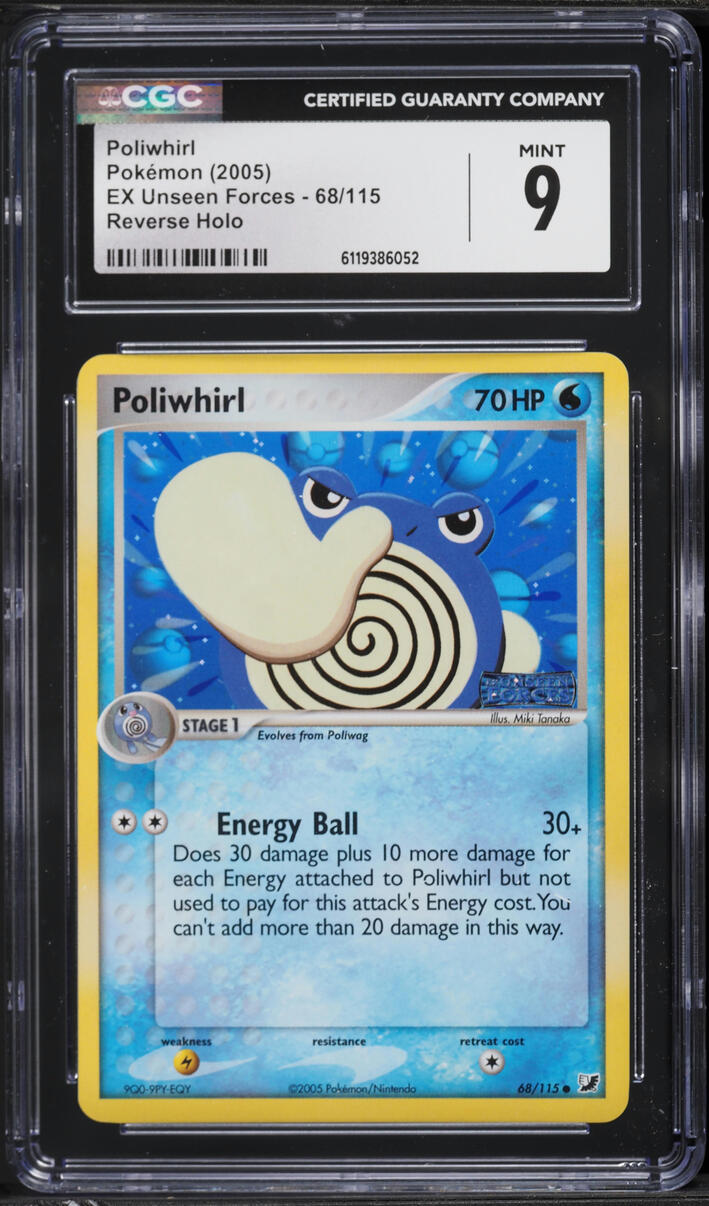 2005 Pokemon EX Unseen Forces Reverse Holo Poliwhirl #68 CGC 9 MINT