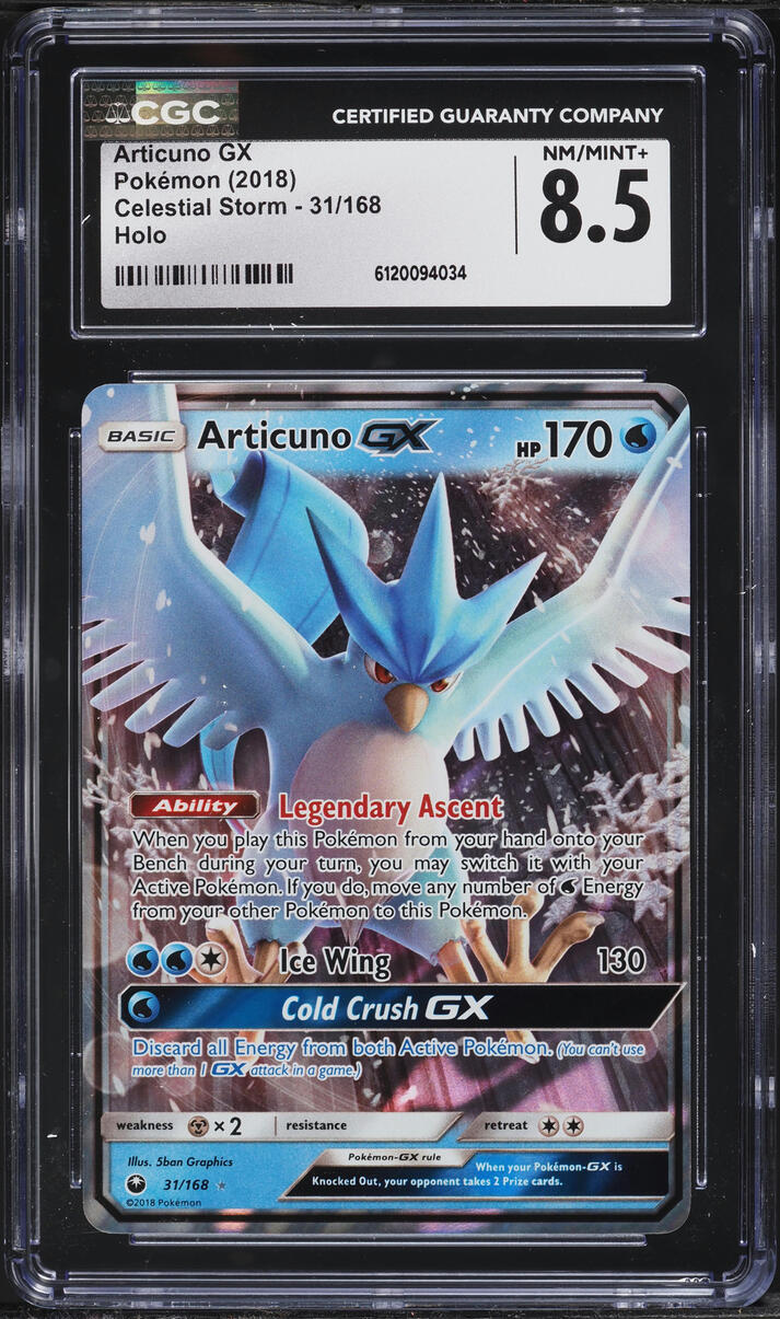 2018 Pokemon Sun & Moon Celestial Storm Holo Articuno GX #31 CGC 8.5 NM-MT+