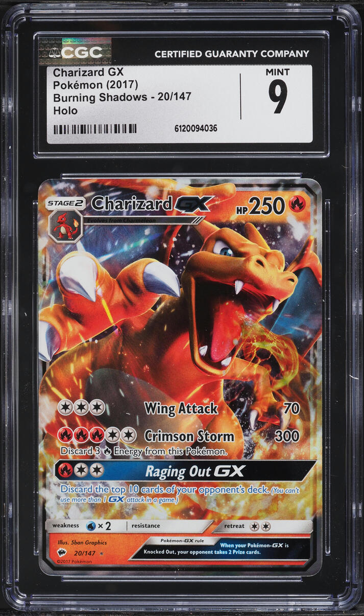 2017 Pokemon Sun & Moon Burning Shadows Holo Charizard GX #20 CGC 9 MINT