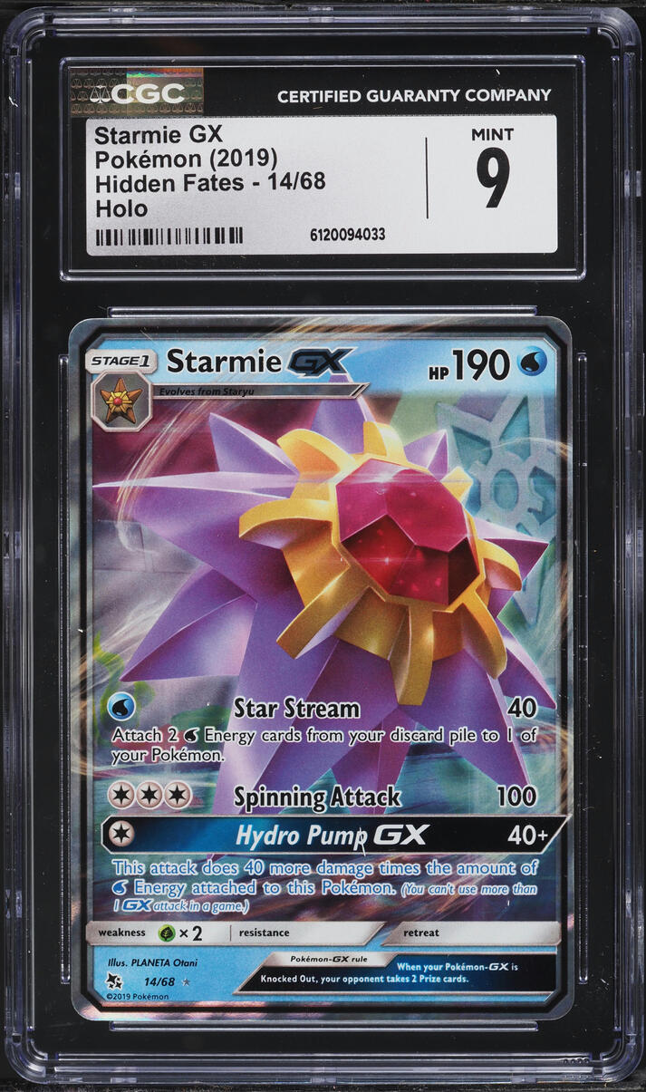 2019 Pokemon Sun & Moon Hidden Fates Holo Starmie GX #14 CGC 9 MINT