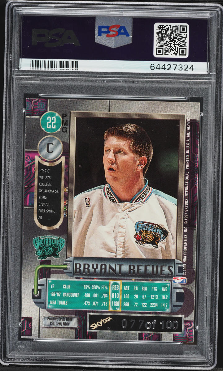 1997 Metal Universe Precious Metal Gems PMG Red Bryant Reeves /100 #22 PSA 6 EXMT
