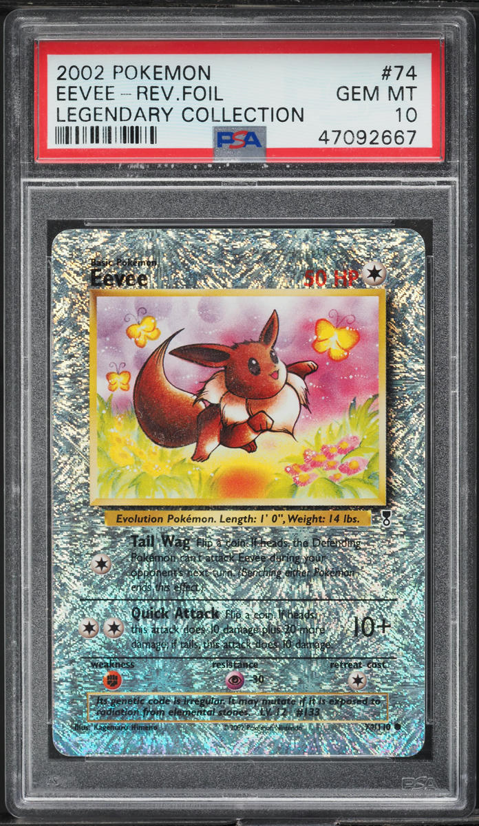 2002 Pokemon Legendary Collection Reverse Holo Eevee #74 PSA 10 GEM MINT