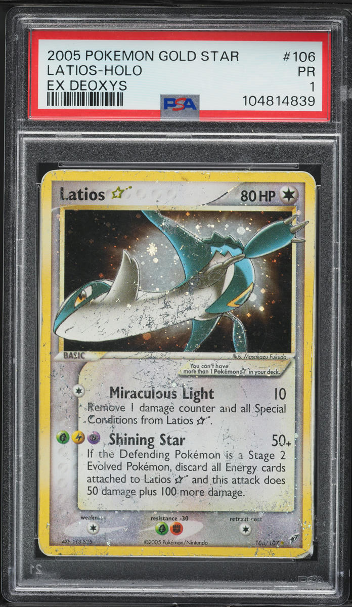 2005 Pokemon EX Deoxys Holo Latios Gold Star #106 PSA 1 PR