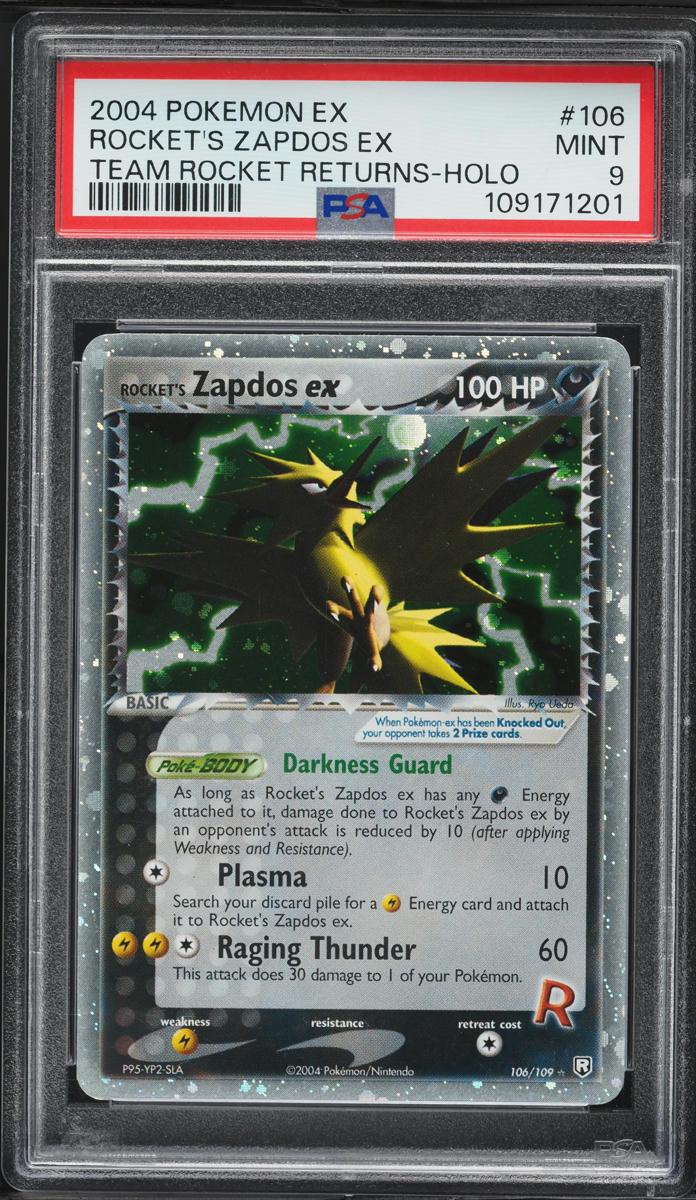 2004 Pokemon EX Team Rocket Returns Holo Rocket's Zapdos ex #106 PSA 9 MINT