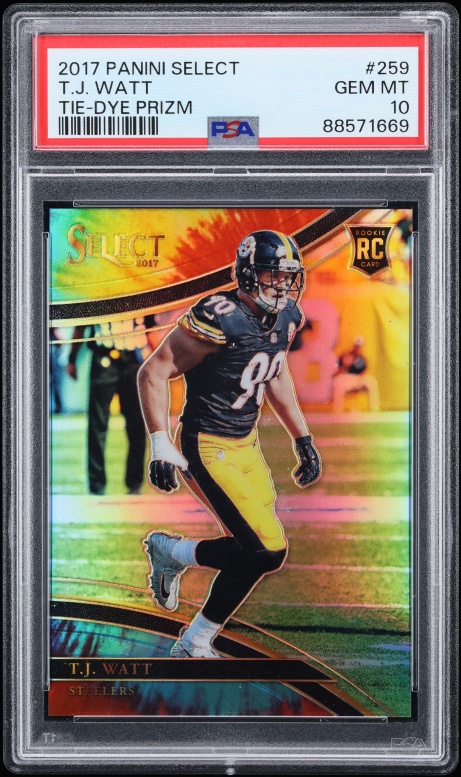 2017 Select Field Level Tie-Dye Prizm T.J. Watt ROOKIE /25 #259 PSA 10 GEM MINT