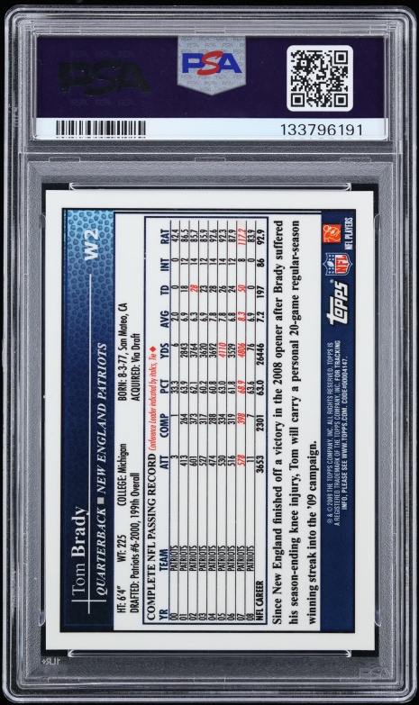 2009 Topps Wal-Mart Exclusive Factory Set Gold Refractor Tom Brady #W2 PSA 8 NM-MT - Photo 2