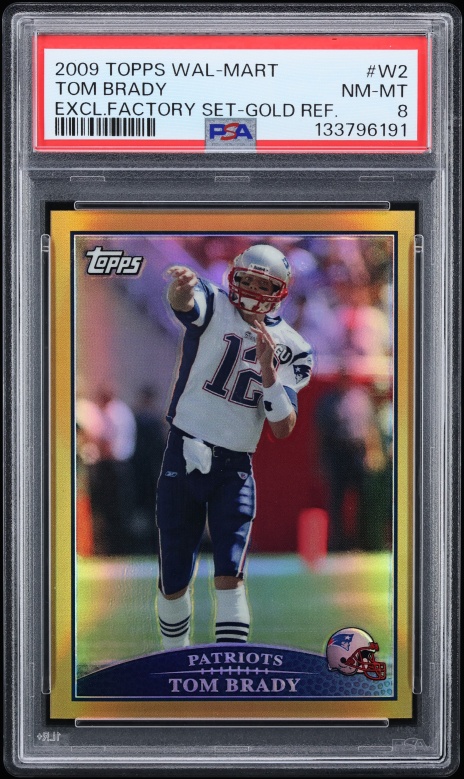 2009 Topps Wal-Mart Exclusive Factory Set Gold Refractor Tom Brady #W2 PSA 8 NM-MT