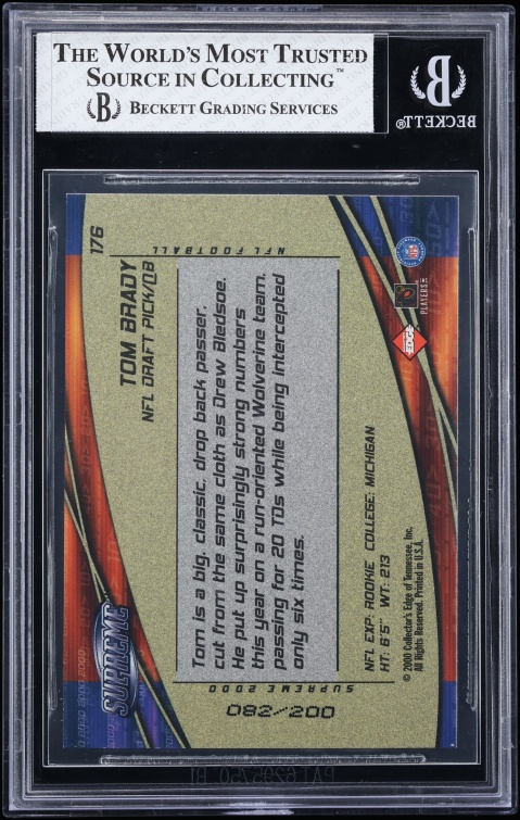 2000 Collector's Edge Supreme Hologold Tom Brady ROOKIE /200 #176 BGS 7.5 NRMT+ - Photo 2