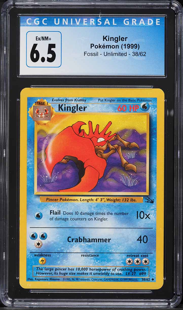 1999 Pokemon Fossil Kingler #38 CGC 6.5 EXMT+