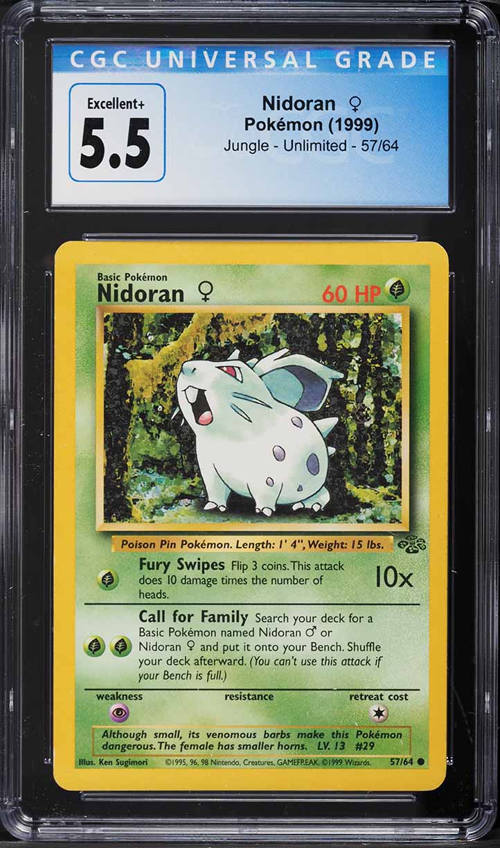 1999 Pokemon Jungle Nidoran #57 CGC 5.5 EX+