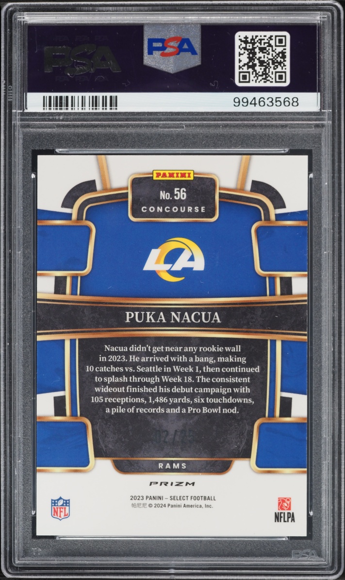 2023 Select Concourse Tie-Dye Prizm Puka Nacua ROOKIE /25 #56 PSA 10 GEM MINT - Photo 2