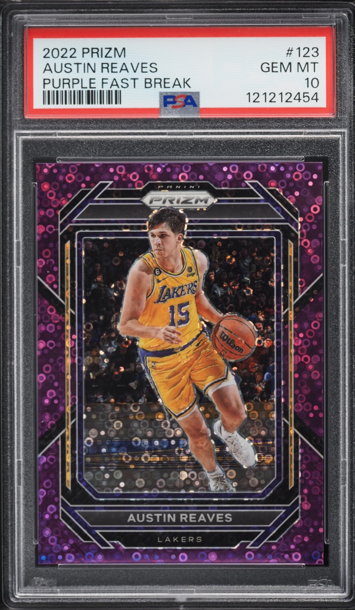 2022 Panini Prizm Purple Fast Break Austin Reaves /75 #123 PSA 10 GEM MINT - Photo 1