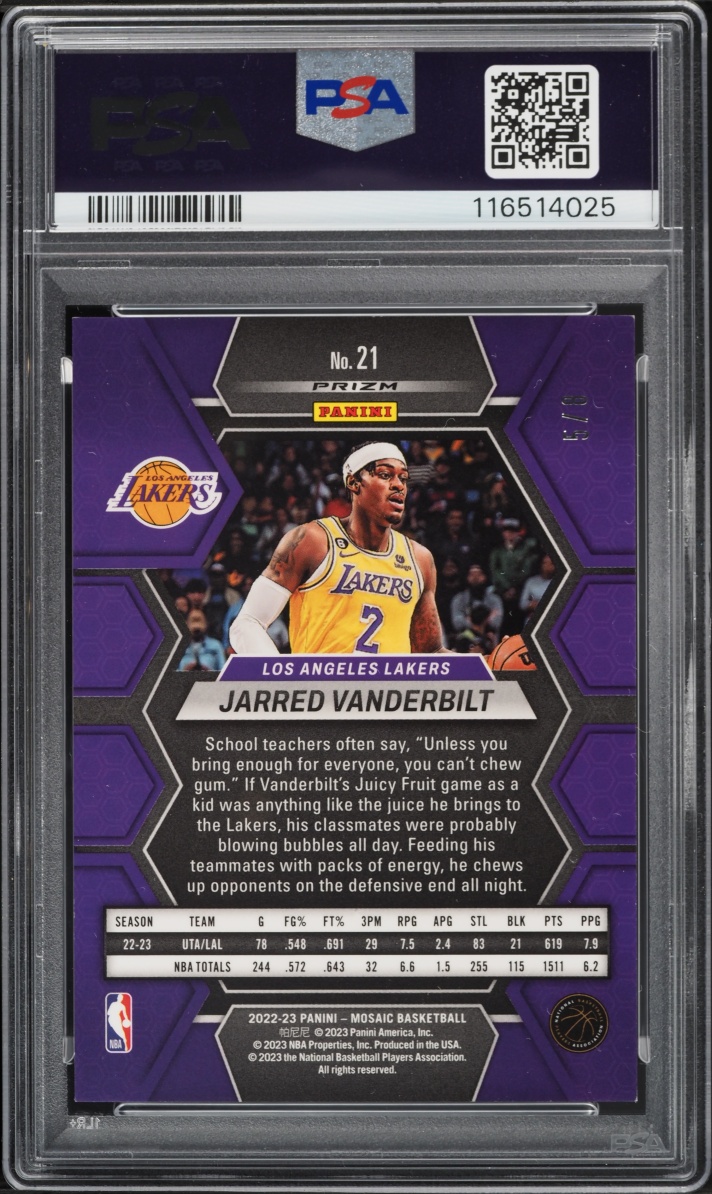 2022 Panini Mosaic Lucky Envelopes Prizm Jarred Vanderbilt /8 #21 PSA 8.5 NM-MT+ - Photo 2