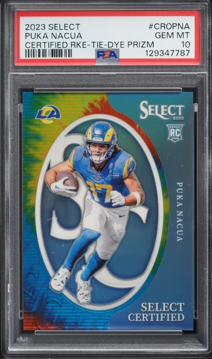 2023 Select Certified Tie-Dye Prizm Puka Nacua ROOKIE /25 #CRO-PNA PSA 10 GEM MINT - Photo 1
