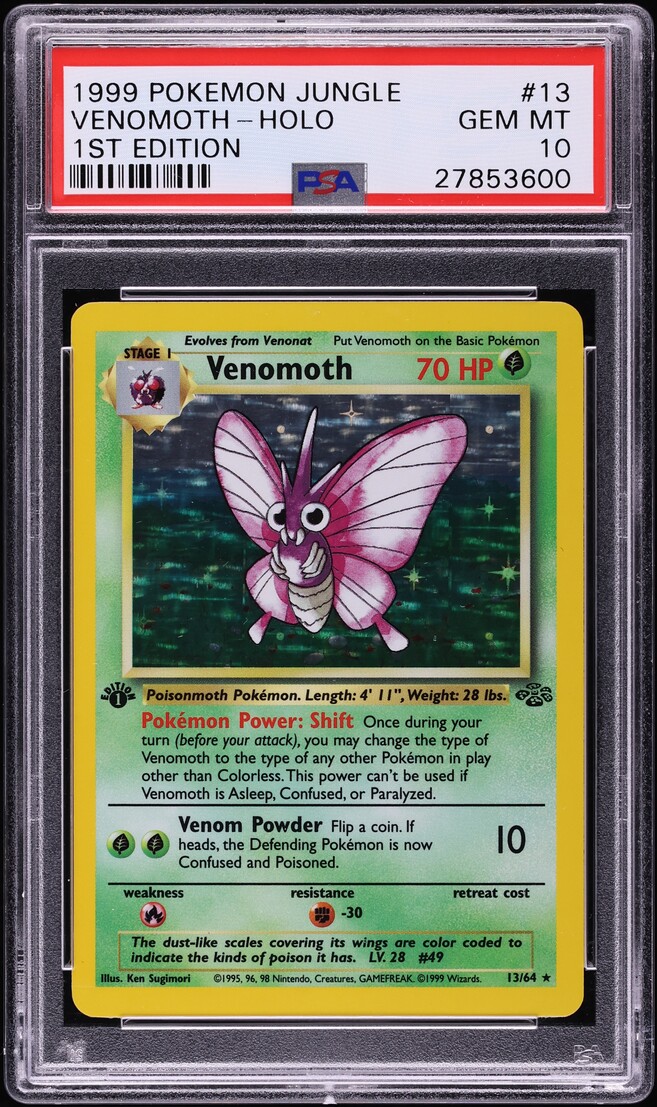 1999 Pokemon Jungle 1st Edition Holo Venomoth #13 PSA 10 GEM MINT