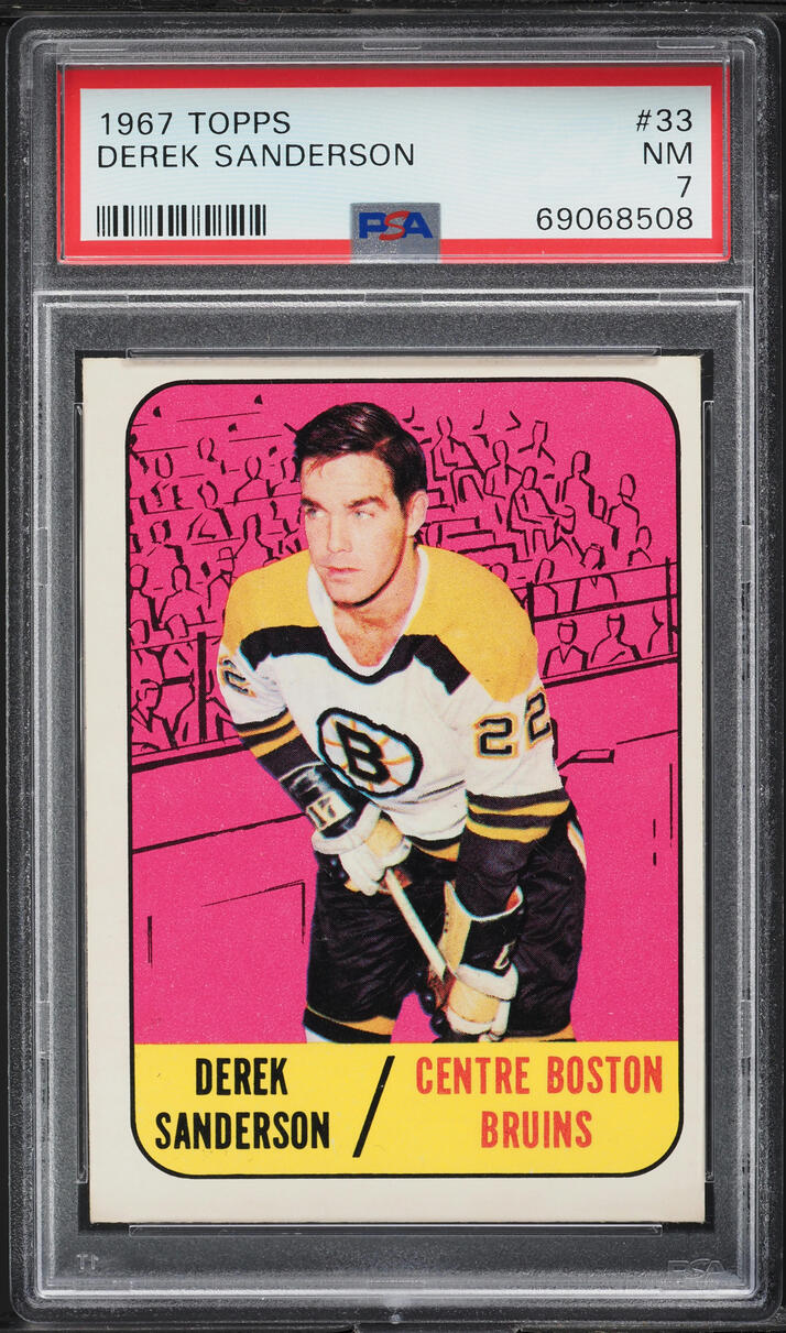 1967 Topps Hockey Derek Sanderson ROOKIE #33 PSA 7 NRMT