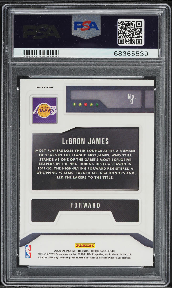 2020 Donruss Optic T-Minus 3, 2, 1 Purple LeBron James #9 PSA 10 GEM MINT