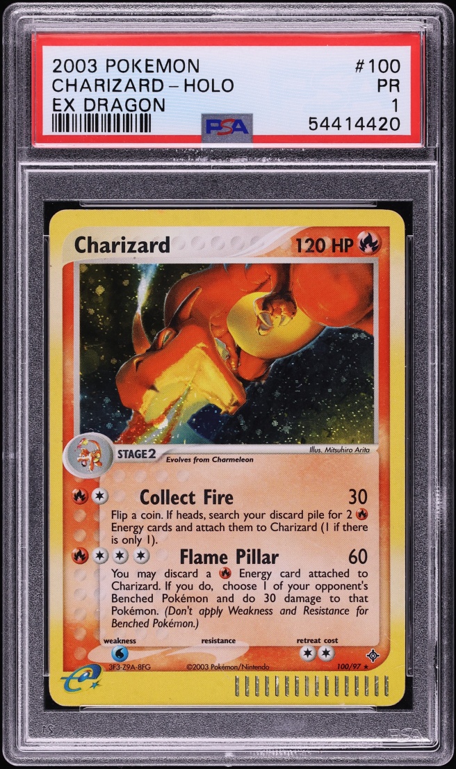 2003 Pokemon EX Dragon Holo Charizard #100 PSA 1 PR