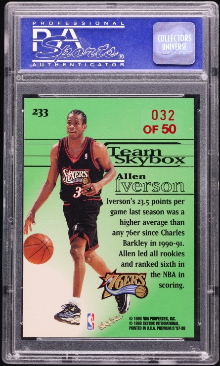 1997 Skybox Premium Star Rubies Allen Iverson /50 #233 PSA 8 NM-MT
