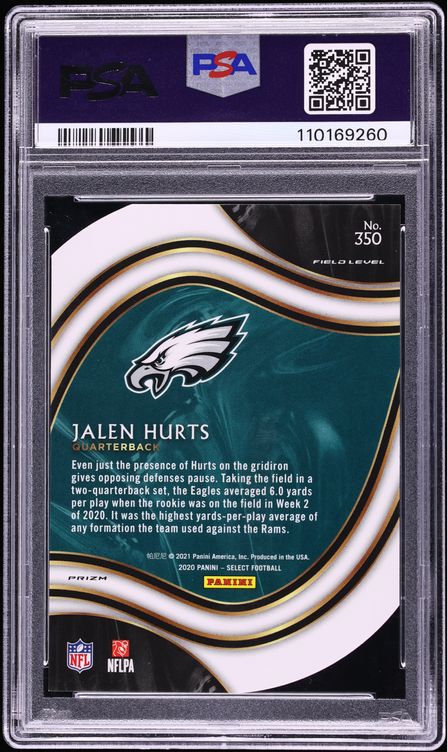 2020 Select Field Level Red Prizm Die-Cut Jalen Hurts ROOKIE #350 PSA 10 GEM MINT