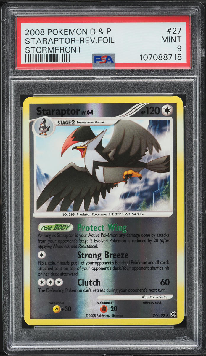2008 Pokemon Diamond & Pearl Stormfront Reverse Holo Staraptor #27 PSA 9 MINT