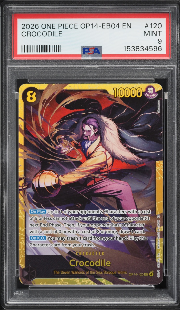 2026 One Piece The Azure Sea's Seven SEC Alt Art Crocodile #OP14-120 PSA 9 MINT