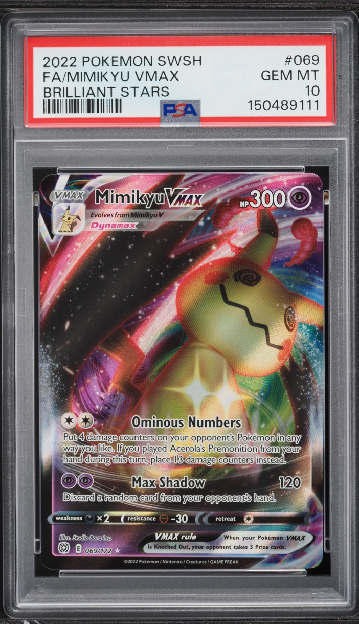 2022 Pokemon Sword & Shield Brilliant Stars Full Art Mimikyu VMAX #69 PSA 10 GEM MINT