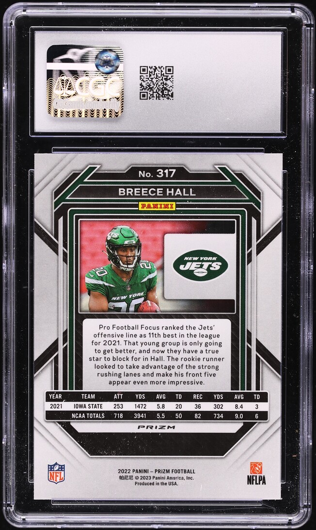 2022 Panini Prizm Silver Breece Hall ROOKIE #317 CGC 9 MINT