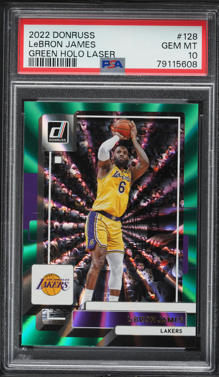 2022 Donruss Green Holo Laser LeBron James #128 PSA 10 GEM MINT