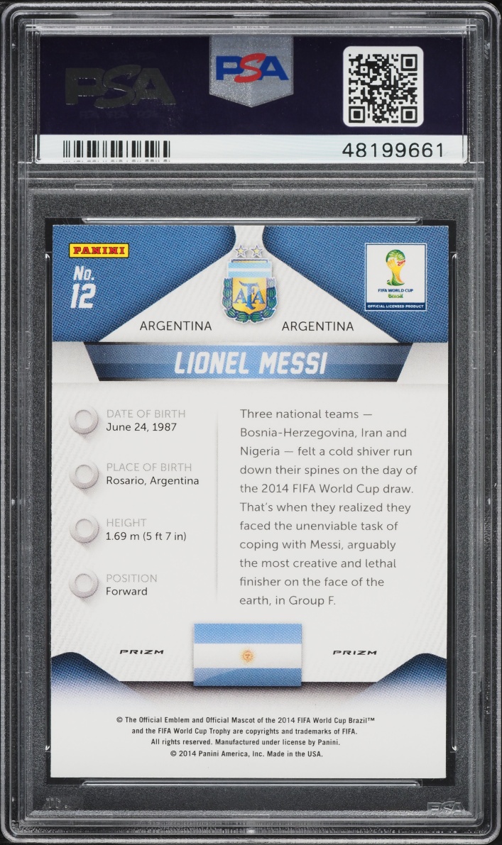 2014 Panini Prizm World Cup Yellow & Red Pulsar Lionel Messi #12 PSA 10 GEM MINT