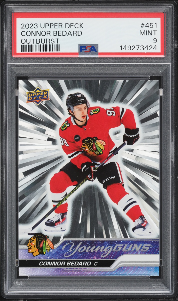 2023 Upper Deck Young Guns Outburst Connor Bedard ROOKIE #451 PSA 9 MINT
