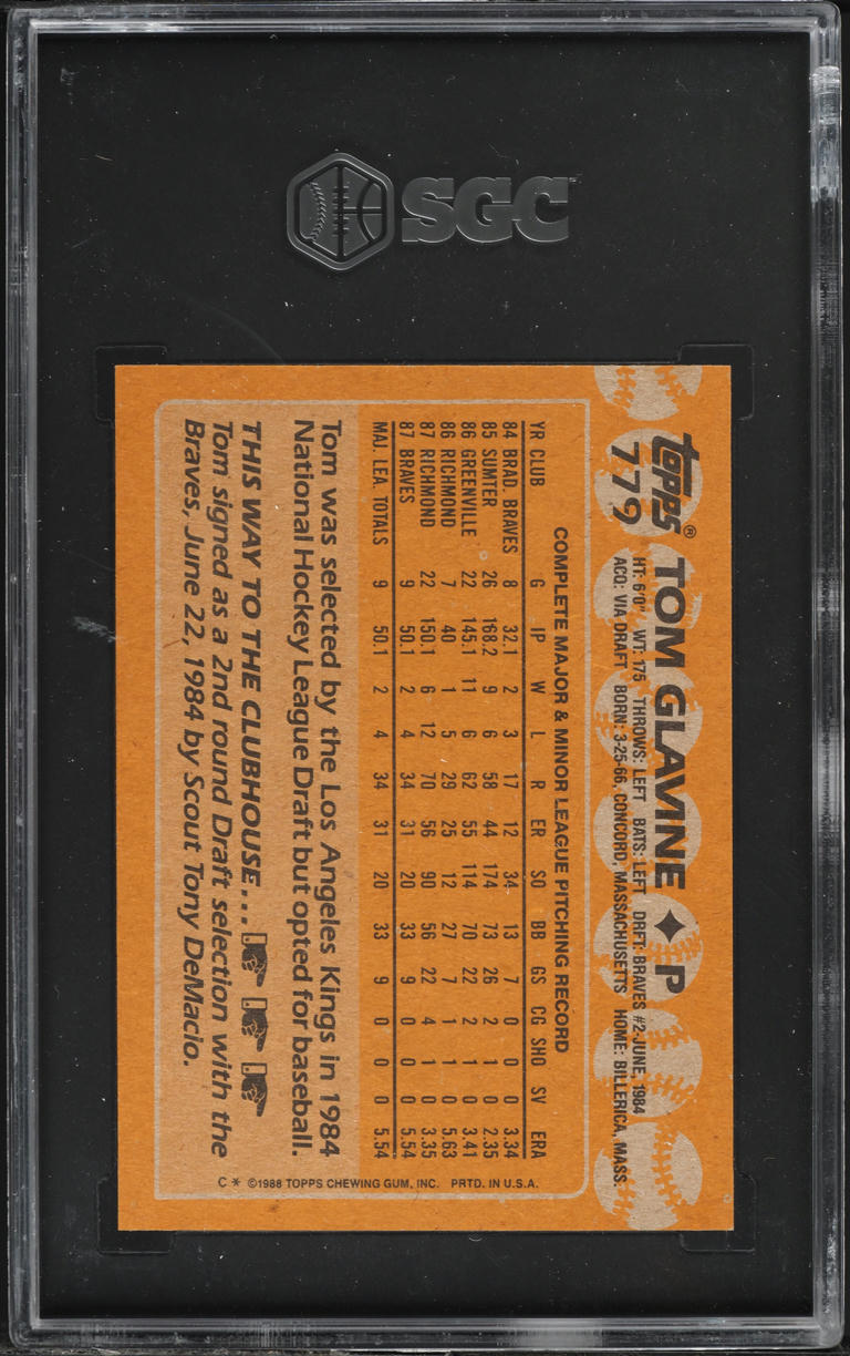 1988 Topps Tom Glavine ROOKIE #779 SGC 9.5 MINT+