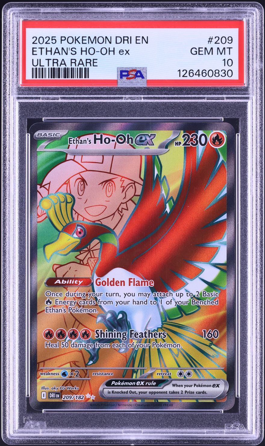 2025 Pokemon Scarlet & Violet Destined Rivals Full Art Ethan's Ho-Oh EX #209 PSA 10 GEM MINT