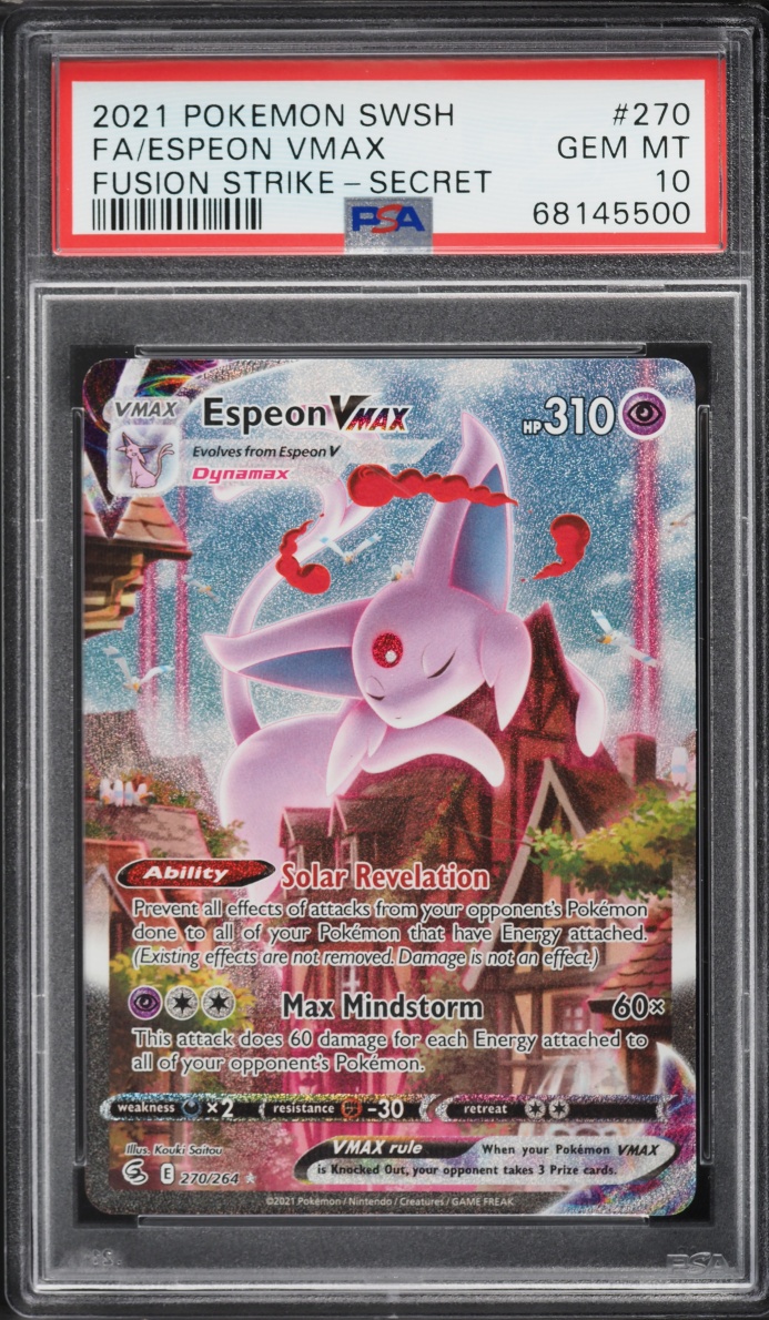 2021 Pokemon Sword & Shield Fusion Strike Full Art Espeon VMAX #270 PSA 10 GEM MINT