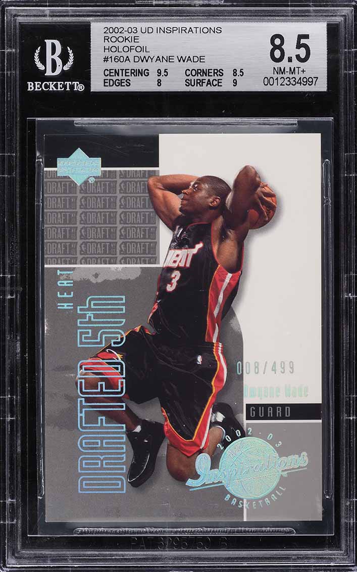 2002 Upper Deck Inspirations Holofoil Dwyane Wade ROOKIE /499 #160 BGS 8.5 NM-MT+ - Photo 1
