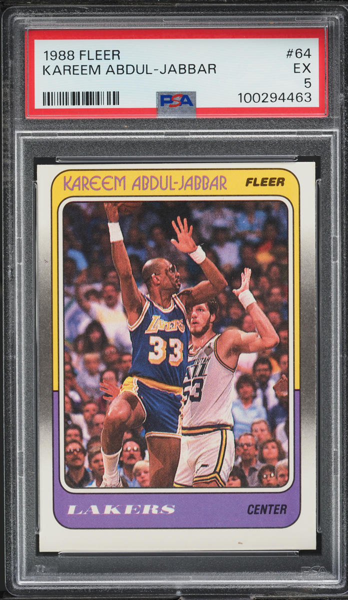 1988 Fleer Basketball Kareem Abdul-Jabbar #64 PSA 5 EX