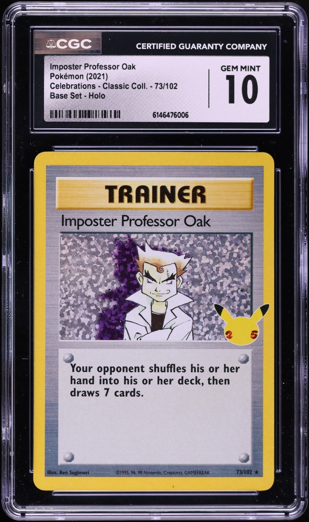 2021 Pokemon Sword & Shield Celebrations Holo Imposter Professor Oak #73 CGC 10 GEM MINT
