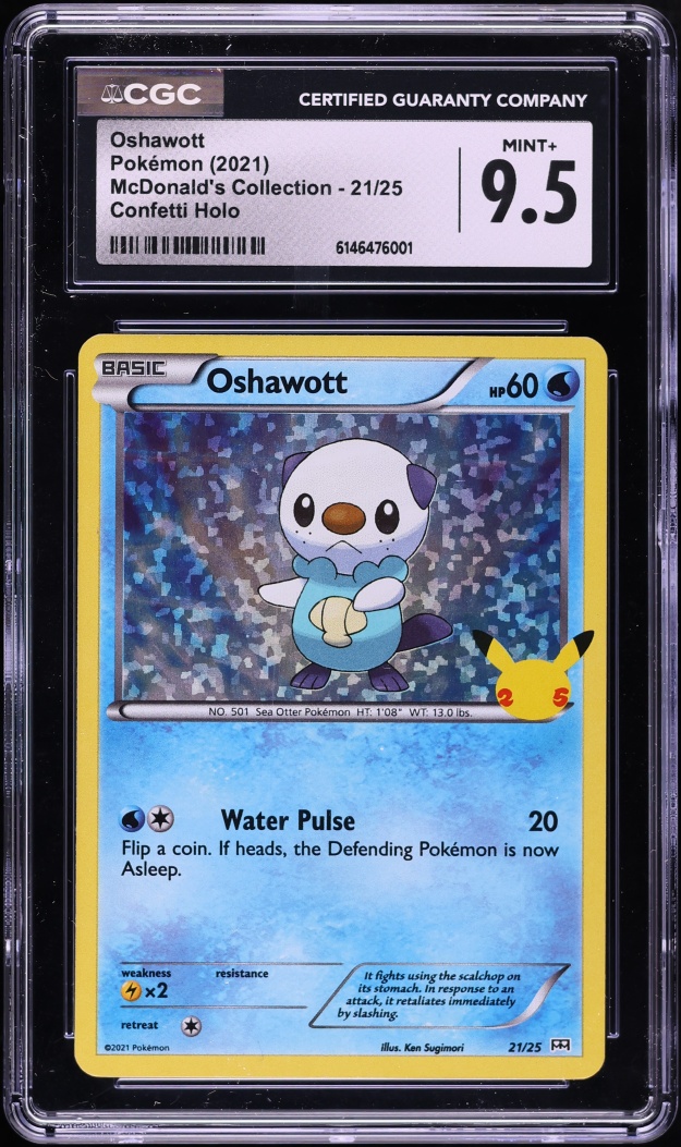 2021 Pokemon Sword & Shield McDonald's Collection Confetti Holo Oshawott #21 CGC 9.5 MINT+