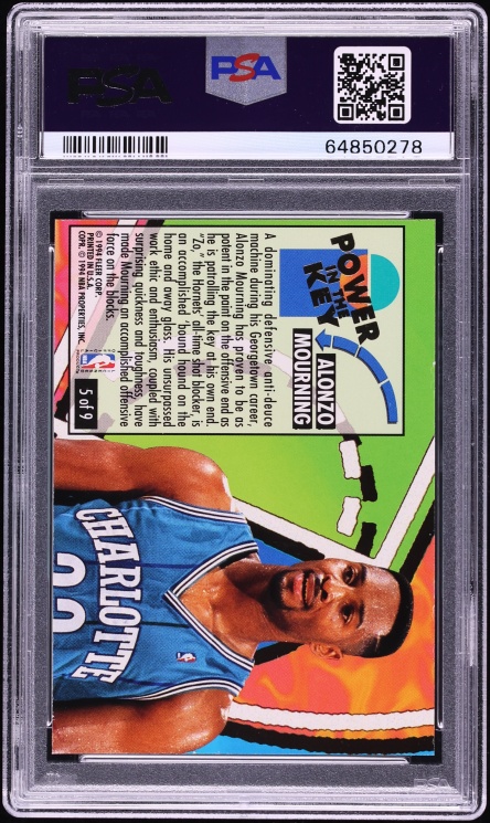 1993 Ultra Power In The Key Alonzo Mourning #5 PSA 9 MINT - Photo 2