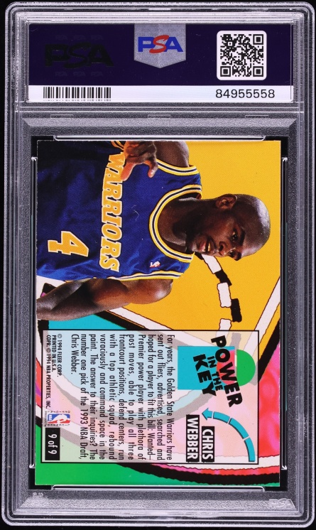 1993 Ultra Power In The Key Chris Webber ROOKIE #9 PSA 9 MINT - Photo 2