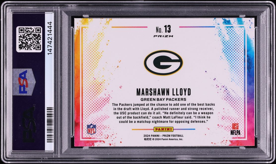 2024 Panini Prizm Color Blast MarShawn Lloyd ROOKIE #13 PSA 9 MINT