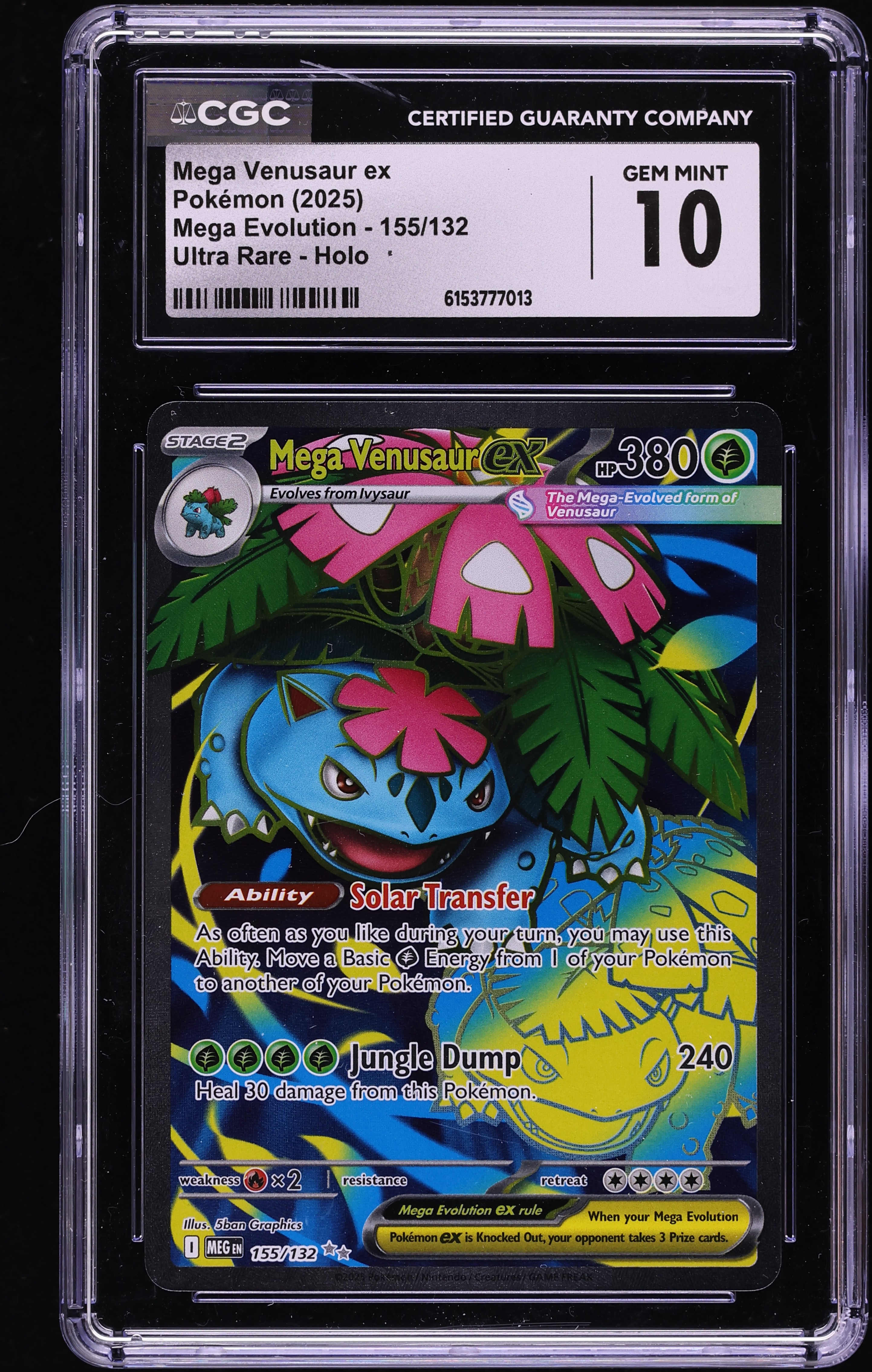 2025 Pokemon Mega Evolution Full Art Mega Venusaur ex #155 CGC 10 GEM MINT