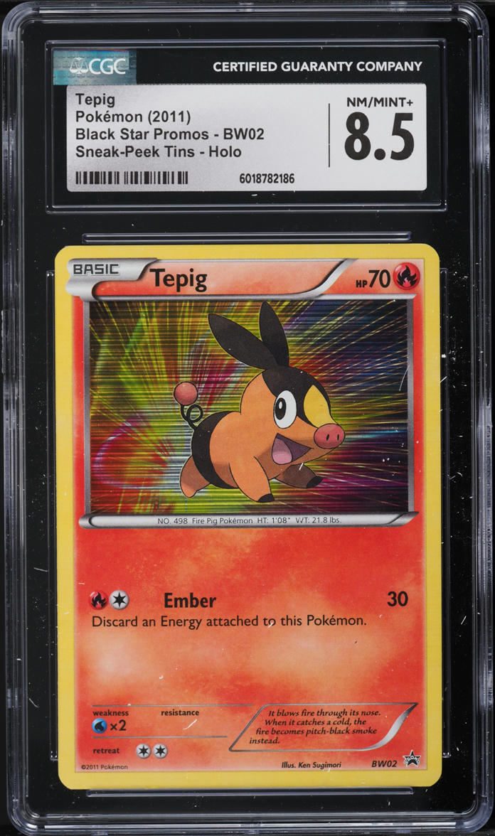 2011 Pokemon Black & White Promo Sneak-Peek Holo Tepig #BW02 CGC 8.5 NM-MT+