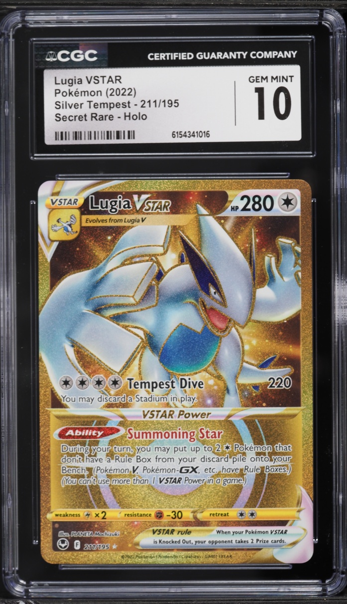 2022 Pokemon Sword & Shield Silver Tempest Gold Rare Lugia VSTAR #211 CGC 10 GEM MINT