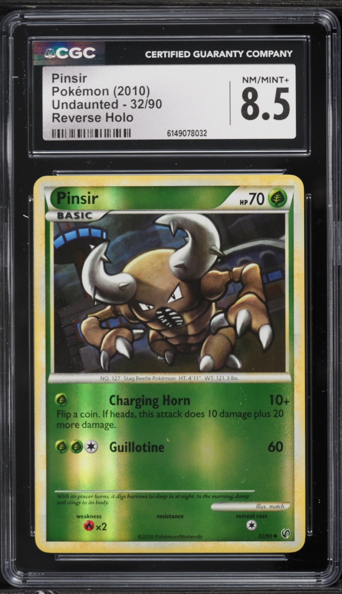 2010 Pokemon HeartGold & SoulSilver Undaunted Reverse Holo Pinsir #32 CGC 8.5 NM-MT+