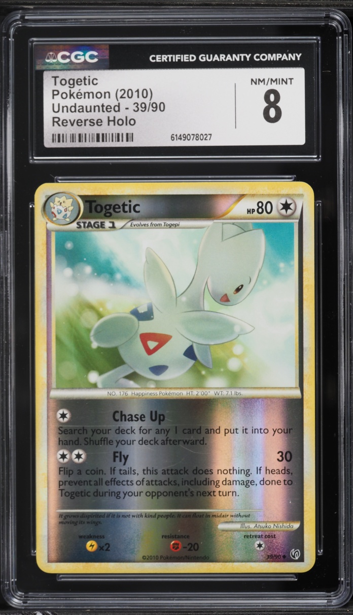 2010 Pokemon HeartGold & SoulSilver Undaunted Reverse Holo Togetic #39 CGC 8 NM-MT