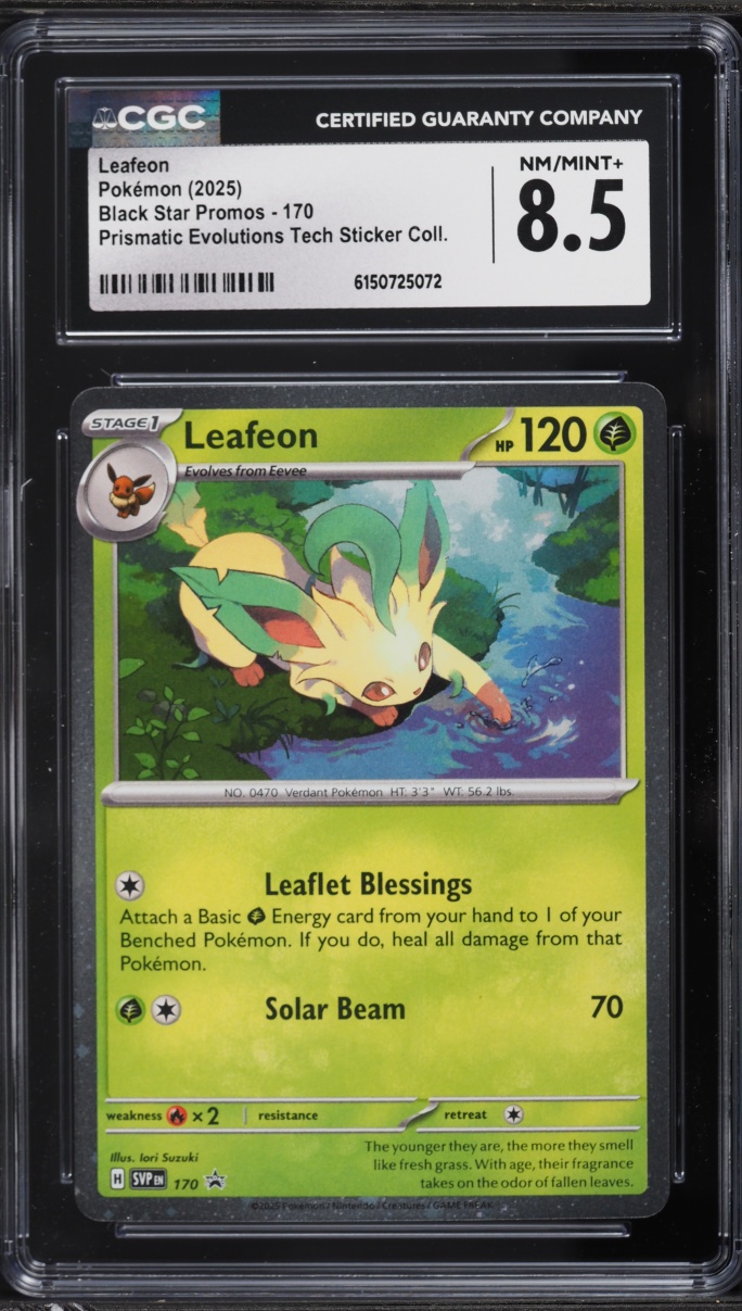 2025 Pokemon Scarlet & Violet Promo Prismatic Evolutions Tech Sticker Leafeon #170 CGC 8.5