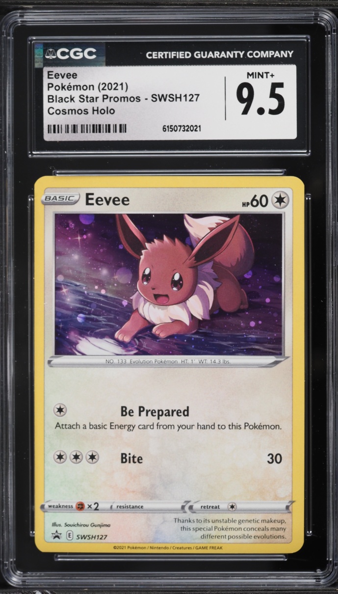 2021 Pokemon Sword & Shield Black Star Promo Cosmos Holo Eevee #SWSH127 CGC 9.5 MINT+