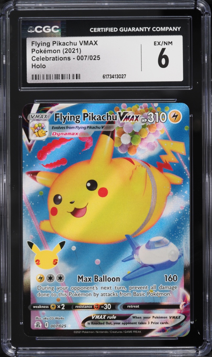 2021 Pokemon Sword & Shield Celebrations Full Art Flying Pikachu VMAX #7 CGC 6 EXMT
